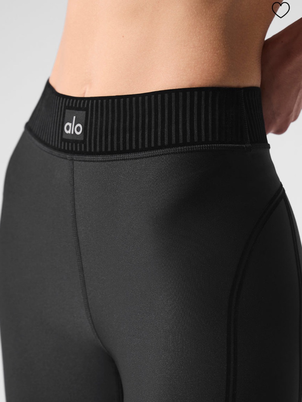 ALO Yoga Black High-Rise Ribbed Waist Legging